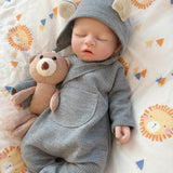 [Porter]18'' Realistic Reborn Silicone Doll Boy Open Mouth Have Pacifier| Drink & Wet System