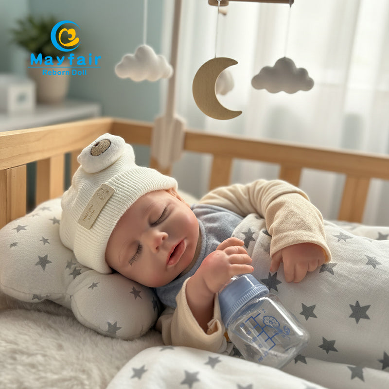 the silicone reborn newborn baby doll is sleeping